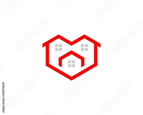 Love outline form house shape