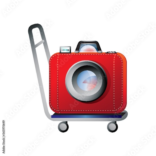 suitcase camera on push trolley
