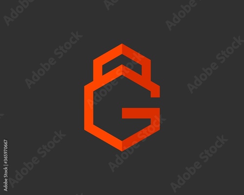 Hexagonal kettle bell with G letter initial