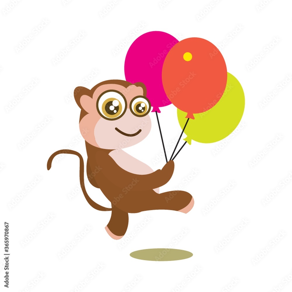 Fototapeta premium monkey with colorful balloons