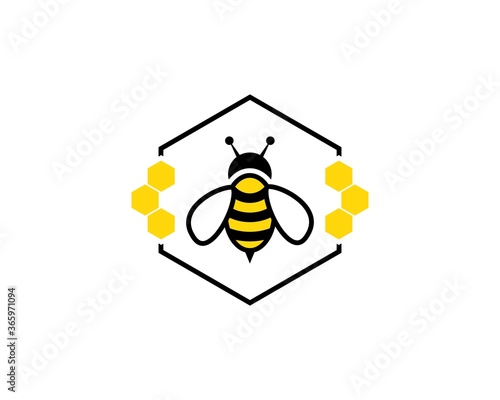 Bee and beehive in the hexagon