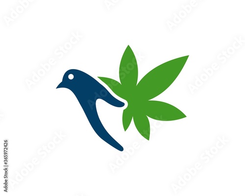 Abstract bird with cannabis wings