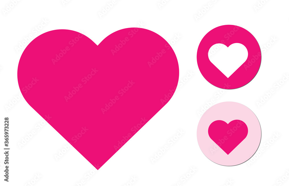 Love heart icon with pink circle versions
