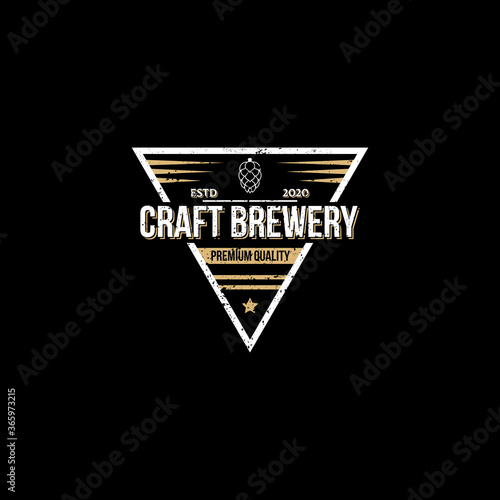 Triangle shape craft brewery logo design, best for brew house, bar, pub, brewing company branding and identity
