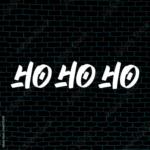 HoHoHo brush hand drawn paint on black background. Design lettering templates for greeting cards, overlays, posters