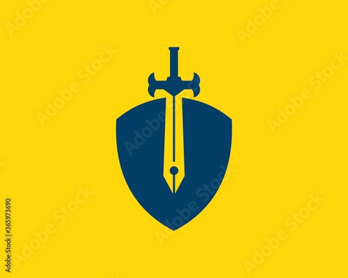 Sword with pen point inside the shield