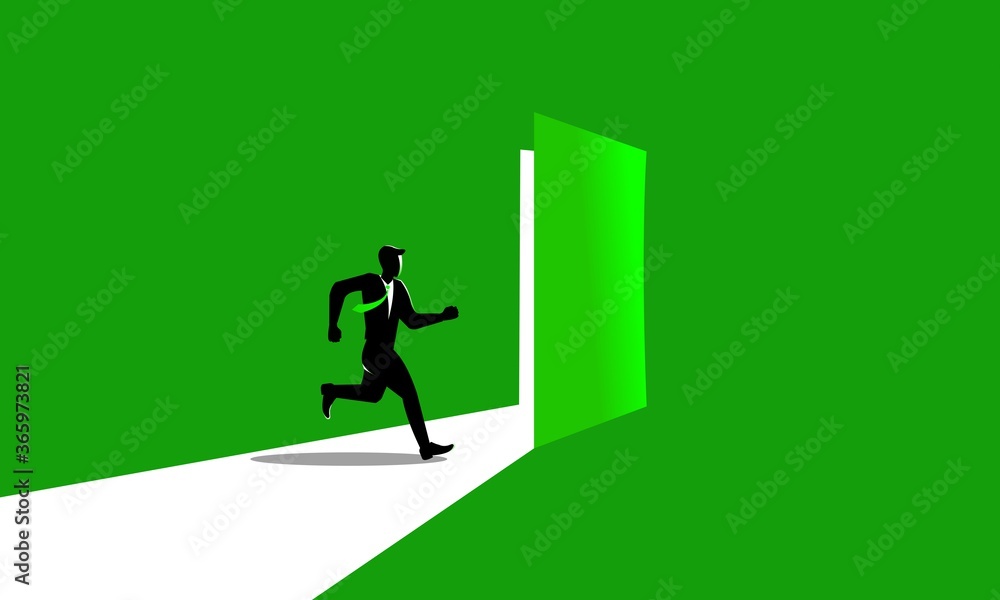 Businessman running go outdoor,Symbol of new career Businessman running go outdoor,Symbol of new career