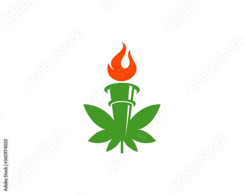 Cannabis leaf with torch in the middle