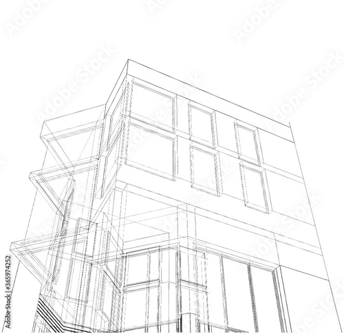 Abstract Construction Structure Of Line Vector. Illustration Isolated On White Background. A Vector Illustration Of Architectural Construction Background.