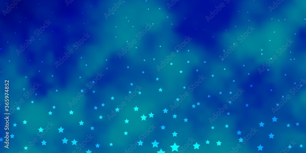 Dark BLUE vector template with neon stars. Blur decorative design in simple style with stars. Theme for cell phones.