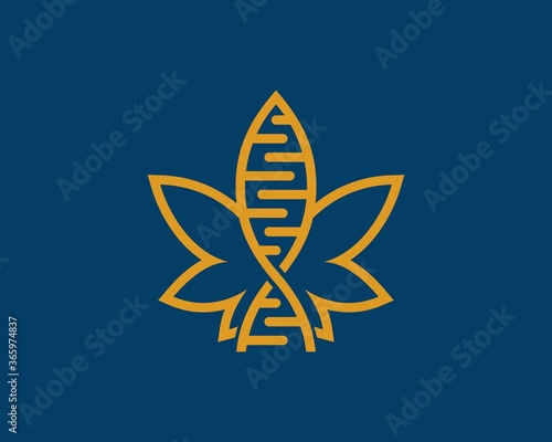 Combination DNA helix with cannabis leaf