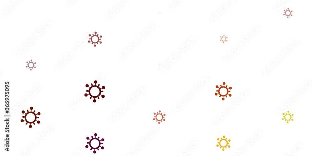 Light Red, Yellow vector background with covid-19 symbols. Light Red, Yellow vector background with covid-19 symbols.