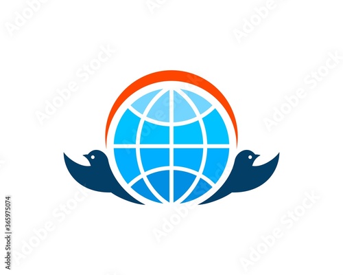 Globe with abstract birds beside