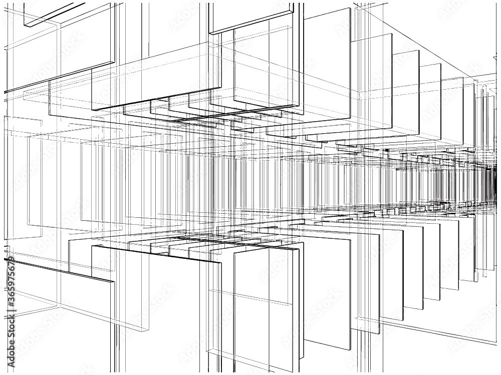 Vector Abstract Geometric Pattern Buildings Line Work Abstract Construction Structure Of Line Vector. Illustration Isolated ...