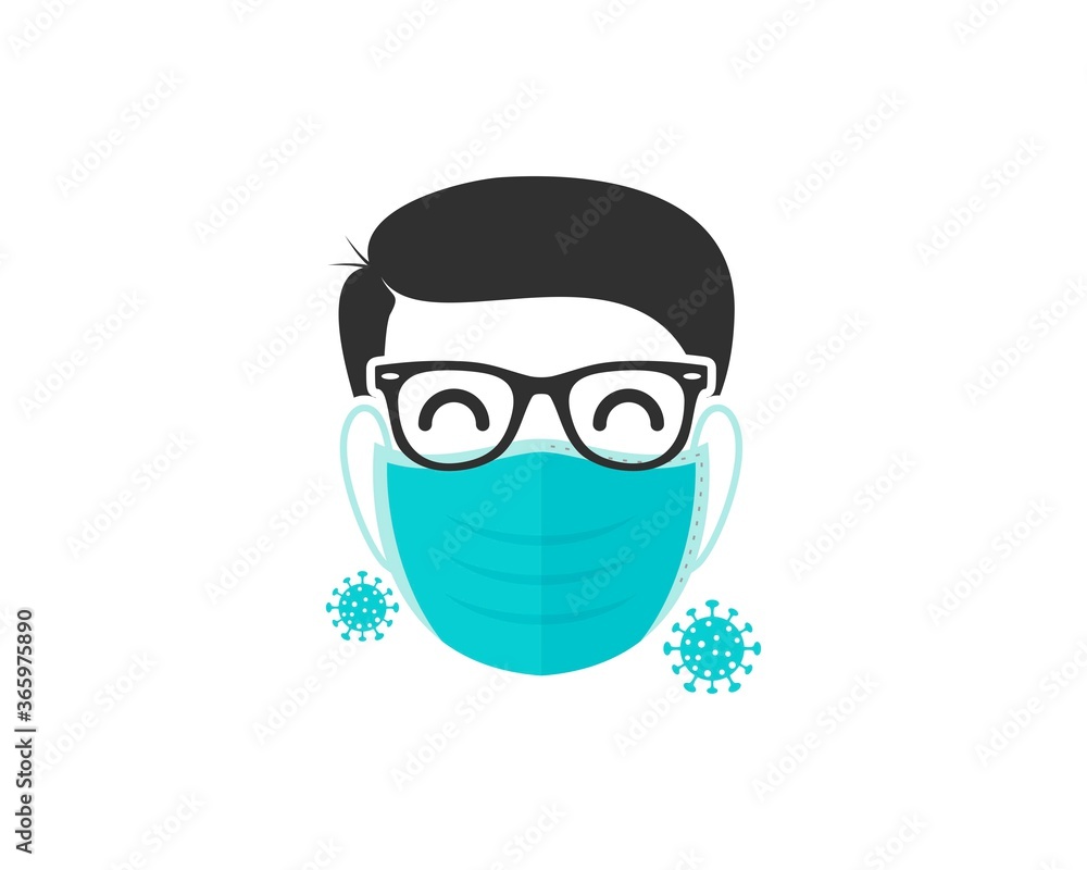 Man face using the healthy mask vector