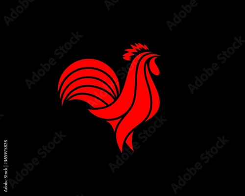 Abstract red rooster silhouette