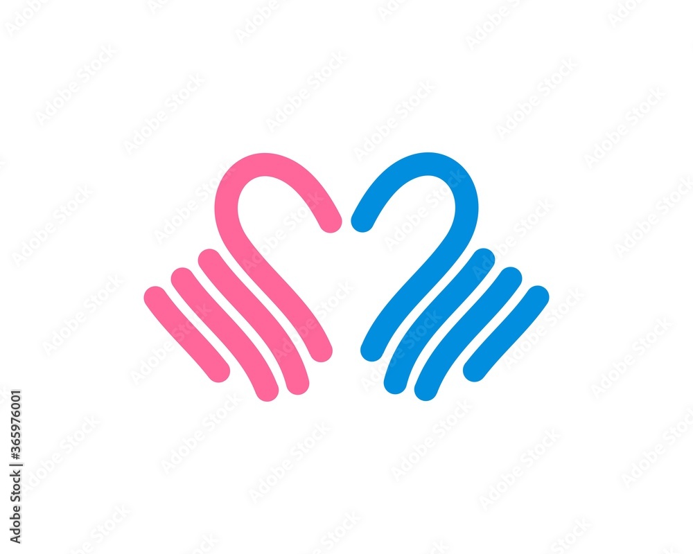 Abstract hand outline form love shape Abstract hand outline form love shape