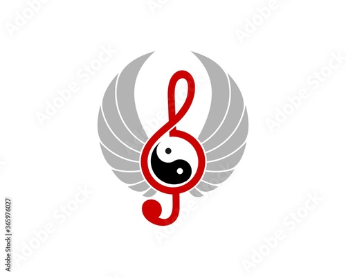 G Clef and wings with yin yang in the middle