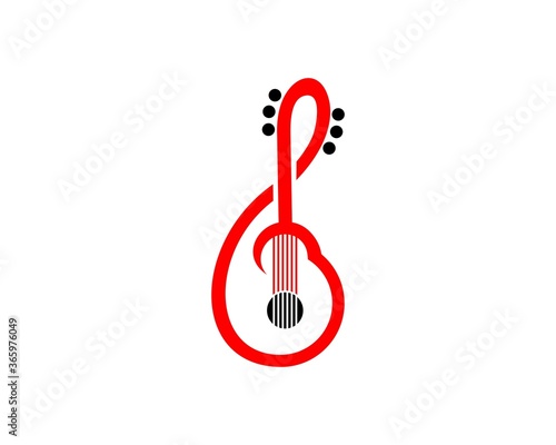 Combination guitar with note music logo