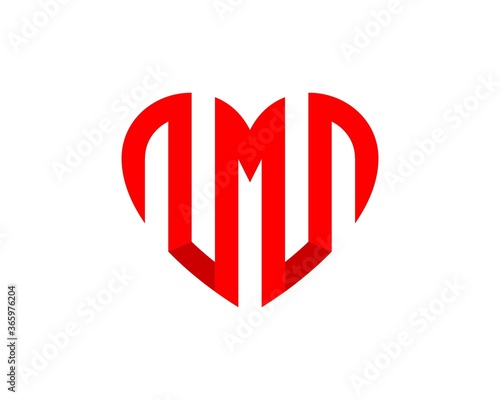 M letter with love shape