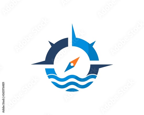 Combination compass with blue waves
