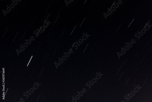 Long exposure star trail of 510 seconds showing the planets of Saturn (bottom left corner) followed by Jupiter, Quito, Ecuador. photo