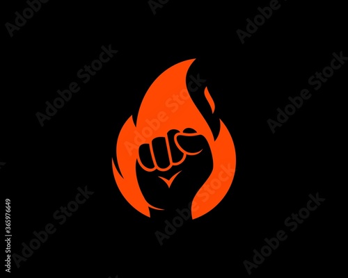 Orange fire with fist hand inside