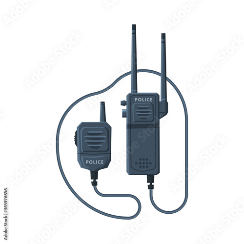 Modern Radio Transmitter Device, Police Car Communication Device Flat Vector Illustration