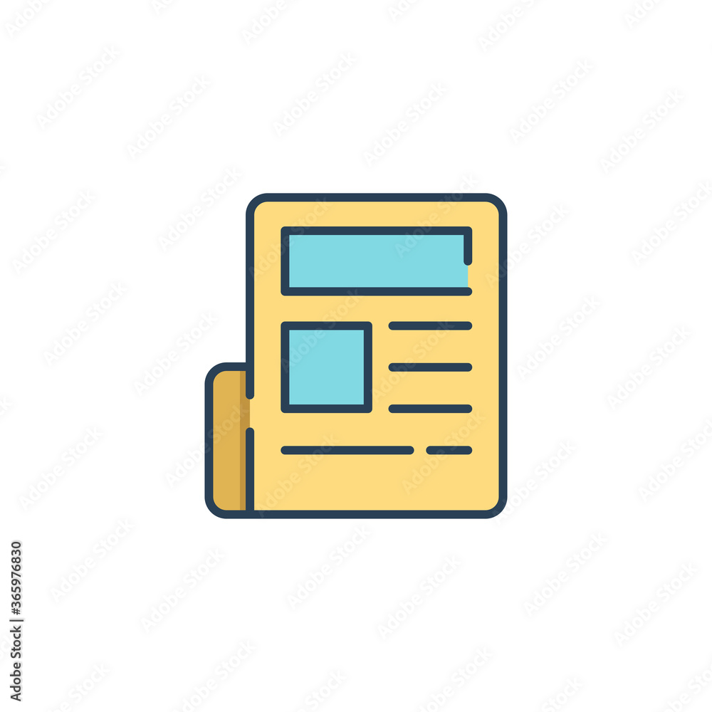 Fototapeta premium Newspaper headline vector icon symbol isolated on white background