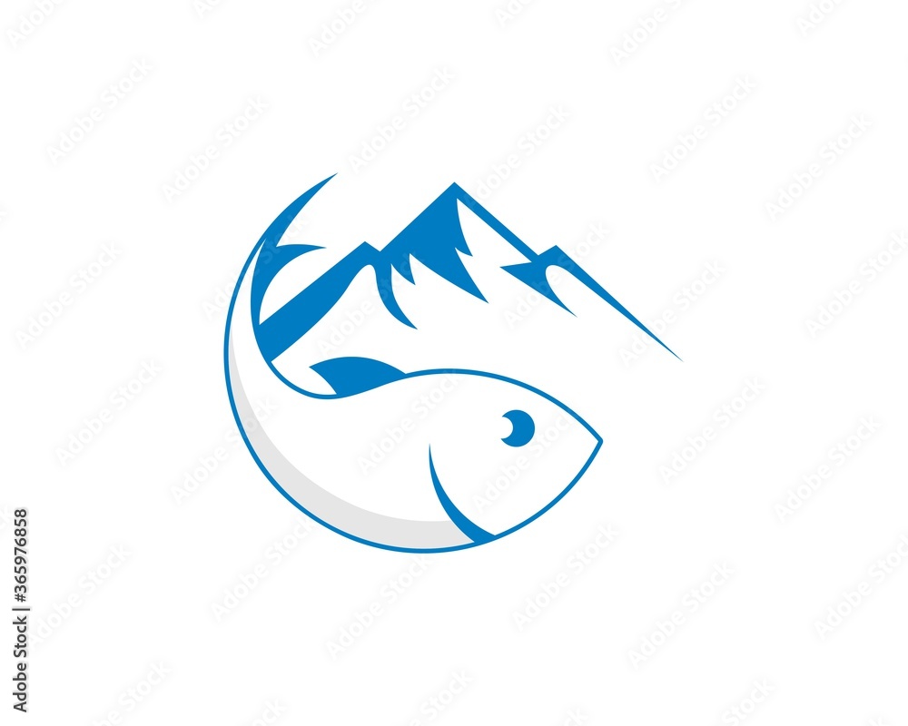 Blue mountain and fish Blue mountain and fish