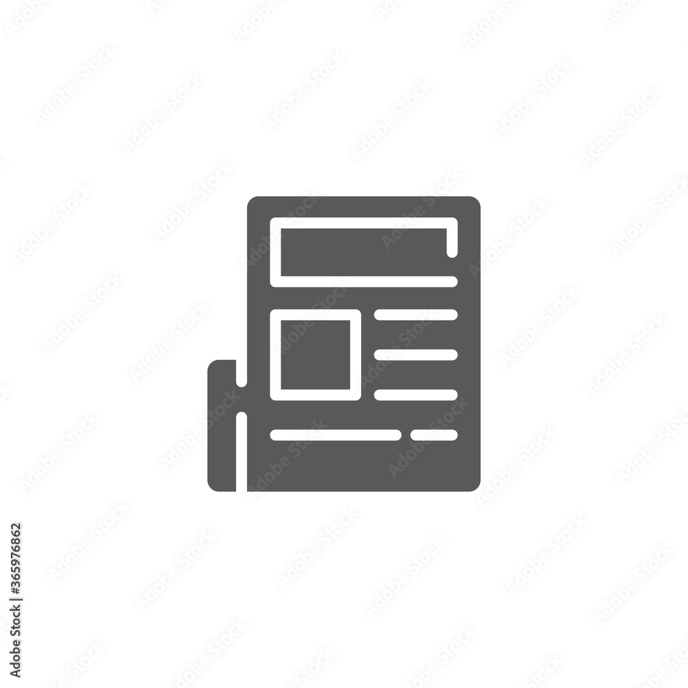 Fototapeta premium Newspaper headline vector icon symbol isolated on white background