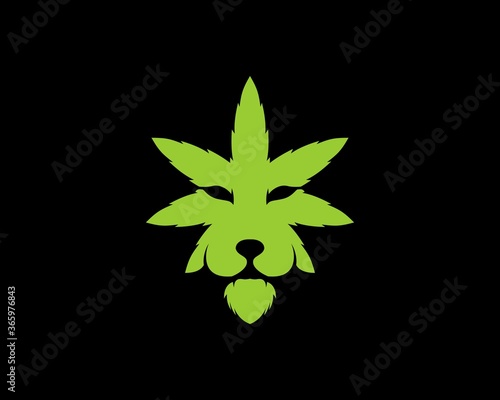 Cannabis leaf with lion head