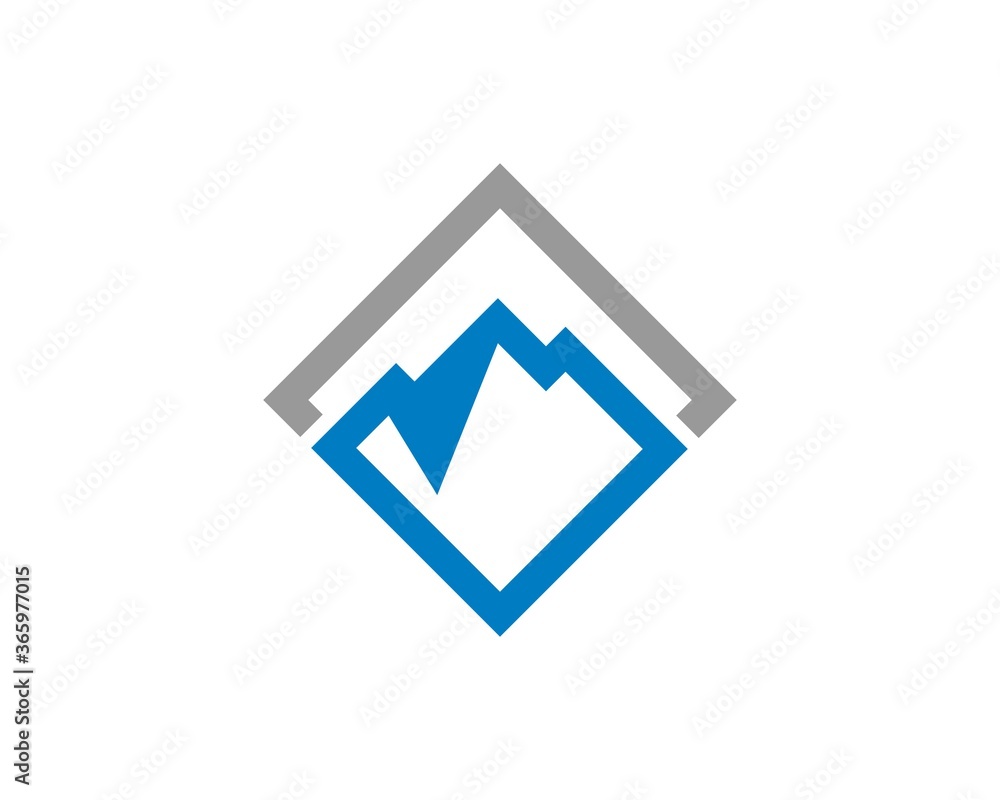 Square shape with abstract mountain inside Square shape with abstract mountain inside