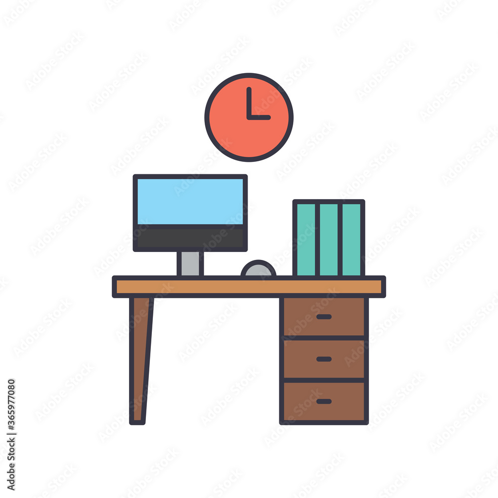 Office workspace desk vector icon symbol workspace isolated on white background Office workspace desk vector icon symbol workspace isolated on white background