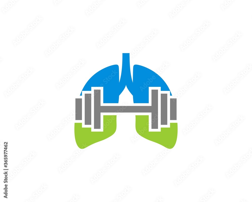 Healthy lungs with gym barbell inside Healthy lungs with gym barbell inside