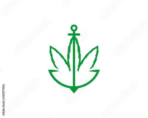 Collaboration cannabis leaf with anchor