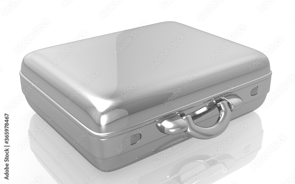 3D illustration of metal suitcase on white background 3D illustration of metal suitcase on white background
