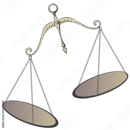 Decorative Scales of Justice. Stock illustration.