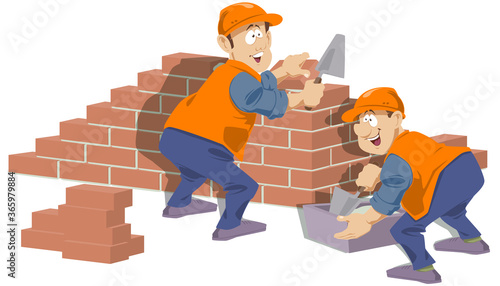 Builders are doing bricklaying. Funny people.