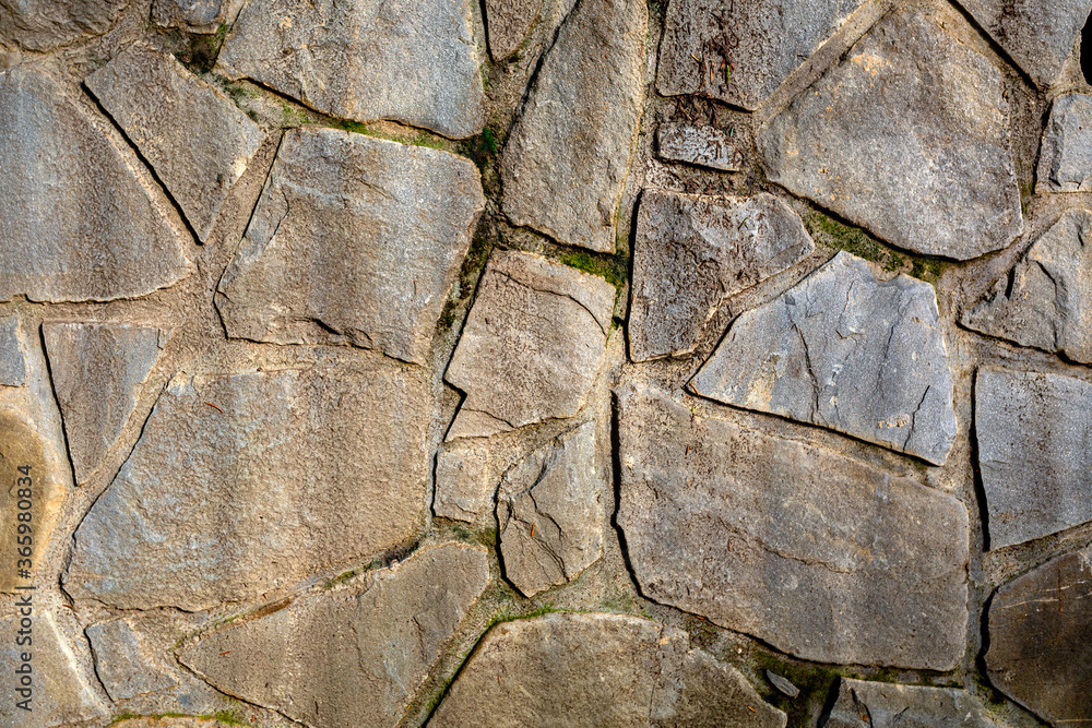 Fototapeta premium Background of stone wall texture. The surface of the stones is brown