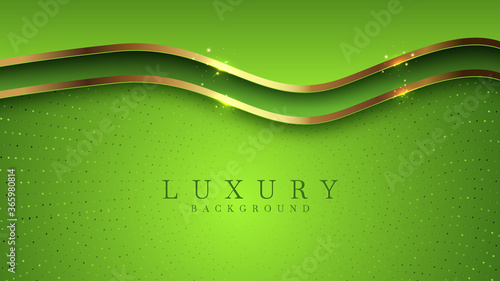 Related green background Luxury, with elements such as glittering golden lines, gradation. Vector illustration.