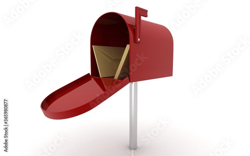 3D illustration of mailbox on white background