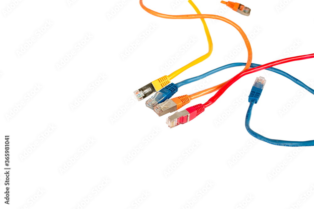 Connect Lan cable isolated on white background. Multi-colored Connect Lan cable isolated on white background. Multi-colored