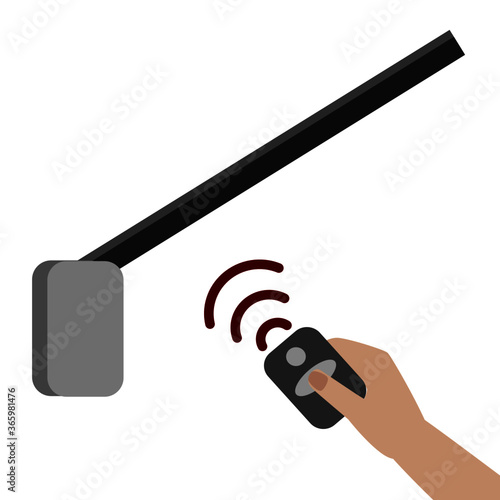 Automatic gate with remote control sensor isolated on white. icon vector illustration. Auto door and security concept.