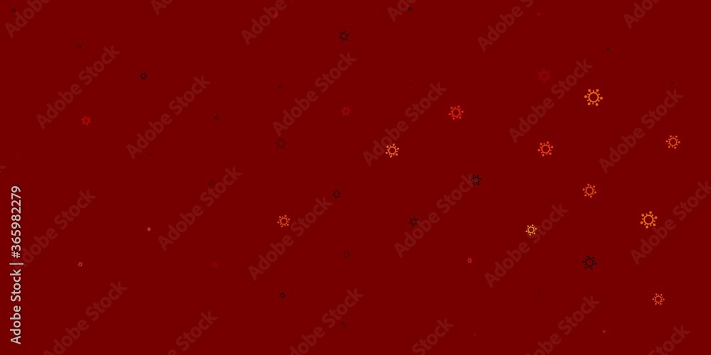 Light red, yellow vector background with covid-19 symbols. Light red, yellow vector background with covid-19 symbols.