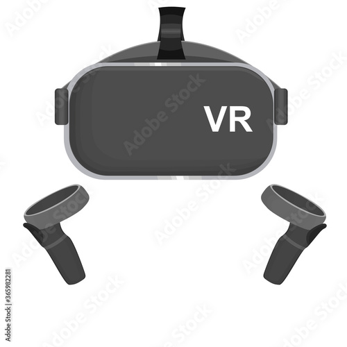 VR gaming Google headset Vector icon with controllers