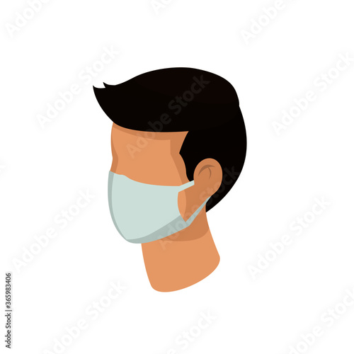 Man wearing protective medical face mask cartoon isometric design icon vector illustration. Infectious control and protect coronavirus, covid19 pandemic concept.
