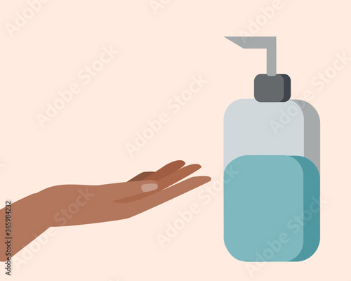 Hand with sanitizer alcohol gel vector illustration.