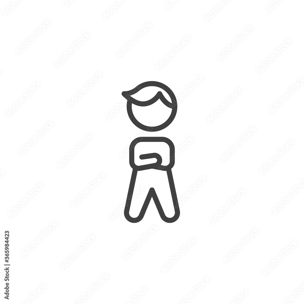 Businessman with crossed arms line icon. linear style sign for mobile concept and web design. Man is standing with hands folded outline vector icon. Symbol, logo illustration. Vector graphics Businessman with crossed arms line icon. linear style sign for mobile concept and web design. Man is standing with hands folded outline vector icon. Symbol, logo illustration. Vector graphics