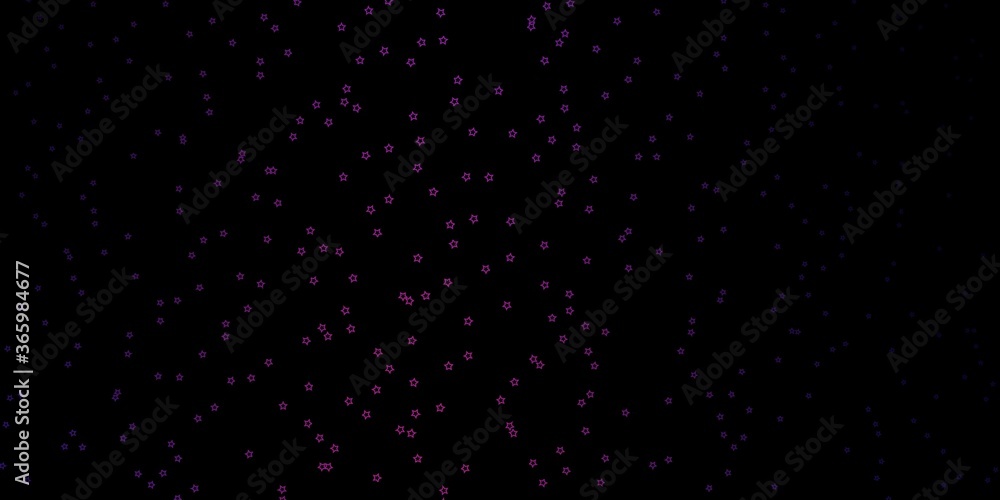 Dark Purple, Pink vector pattern with abstract stars. Shining colorful illustration with small and big stars. Best design for your ad, poster, banner.